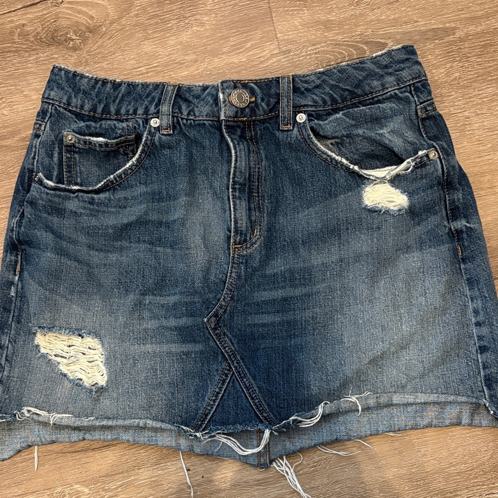 Garage Distressed Denim Skirt